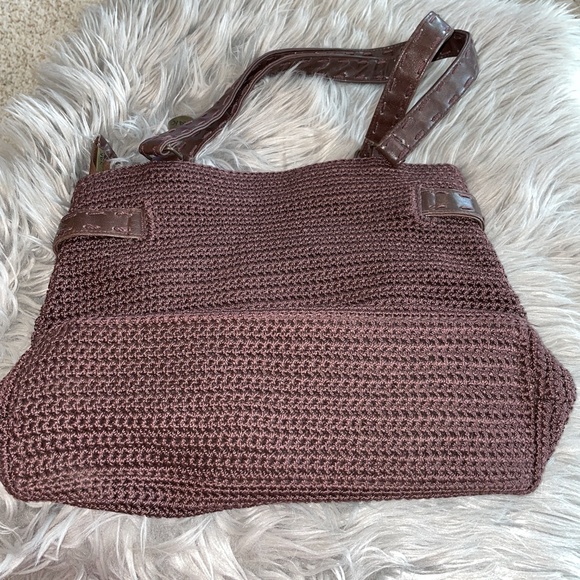 EUC Vintage The Sak Double Strap Crochet Brown Shoulder Bag Purse - Picture 9 of 9